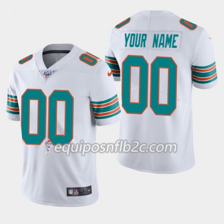 Camiseta Hombre NFL Miami Dolphins Personalizar Nike Blanco Alternate 100th